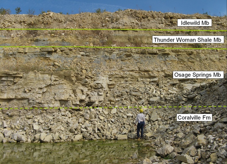 Devonian rock units in quarry