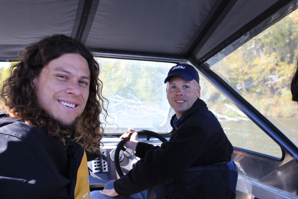 Nathan Young and Ricardo Mantilla on a Boat